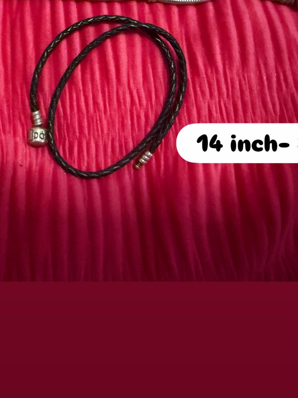 Pandora Black Braided Leather Wrap Bracelet with Silver Accents